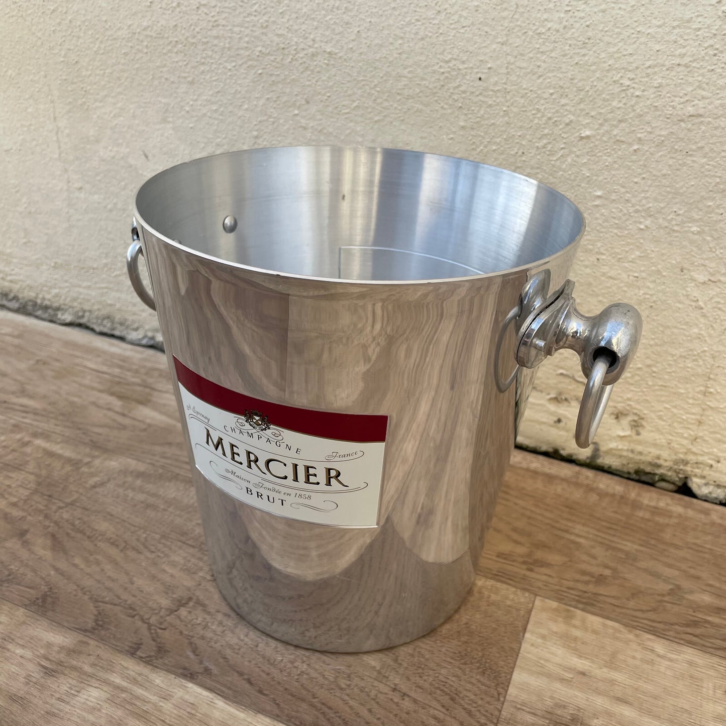 French Champagne Ice Bucket MERCIER Vintage Silver Metal Cooler 1403251 Fleamarketfrance