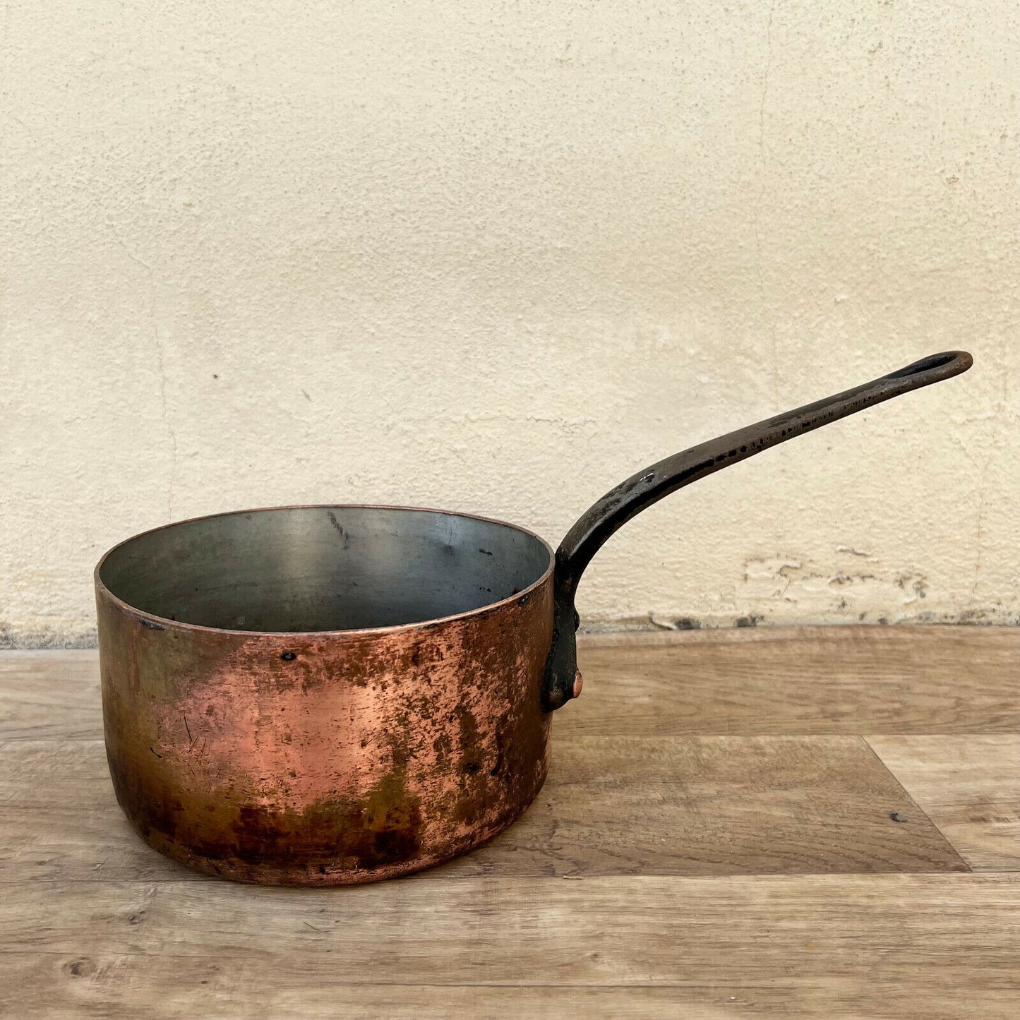 RARE OLD copper pan culinair French tin lining 8" 3mm thick 1105227 - Fleamarketfrance