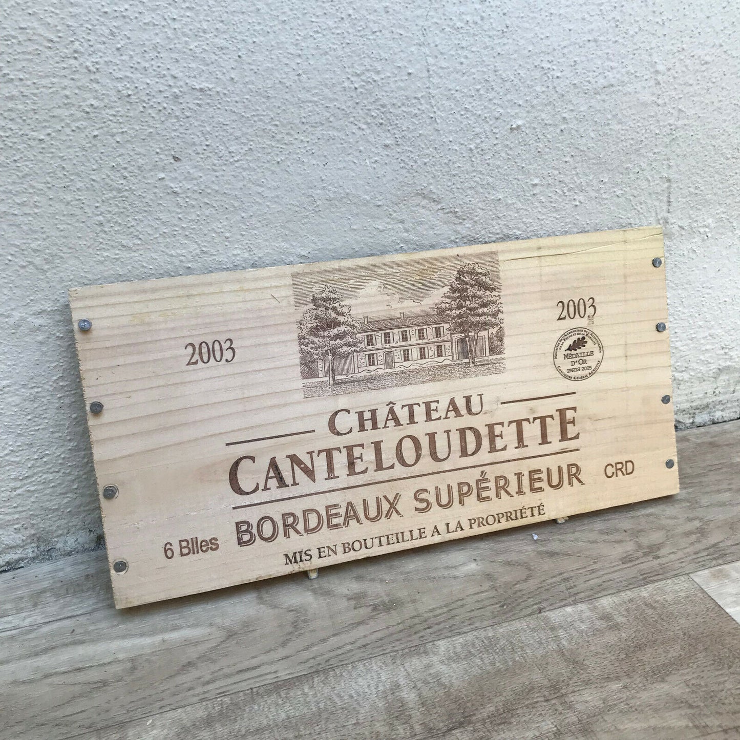 Wine Wood Crate Box Panel Vintage French wall sign CANTELOUDETTE 08032215 - Fleamarketfrance