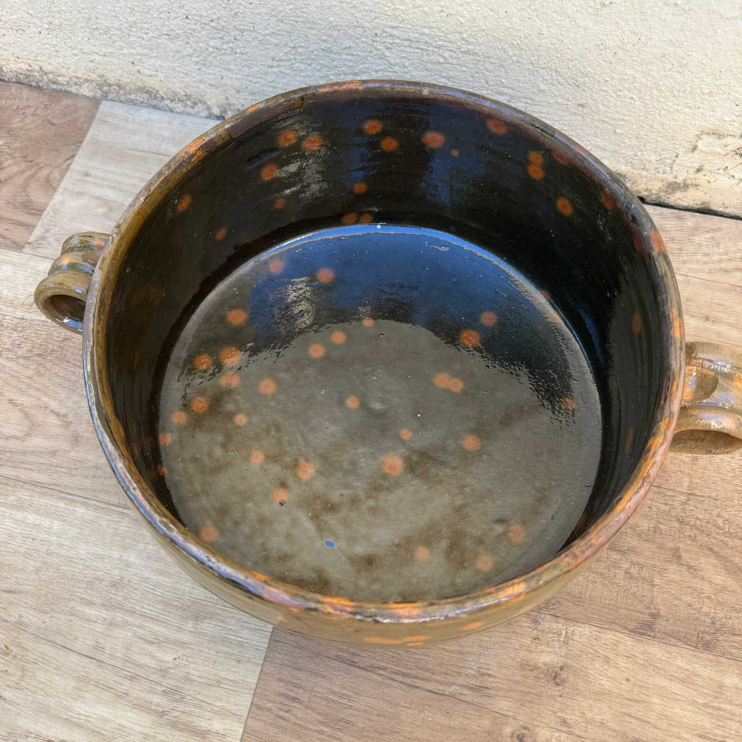 French stock pot antique glazed pottery Cookware fruits bowl 0807248 Fleamarketfrance