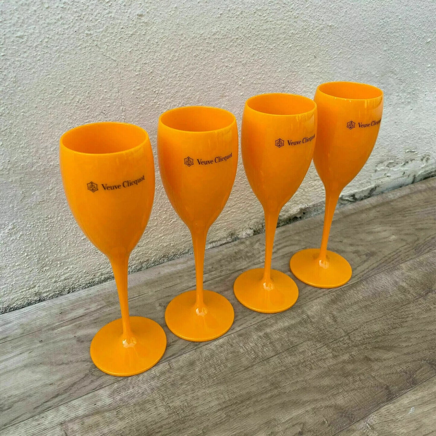 4 x Veuve Cliquot Clicquot Orange Glasses Flutes Cup Ice Champagne 1201256 - Fleamarketfrance