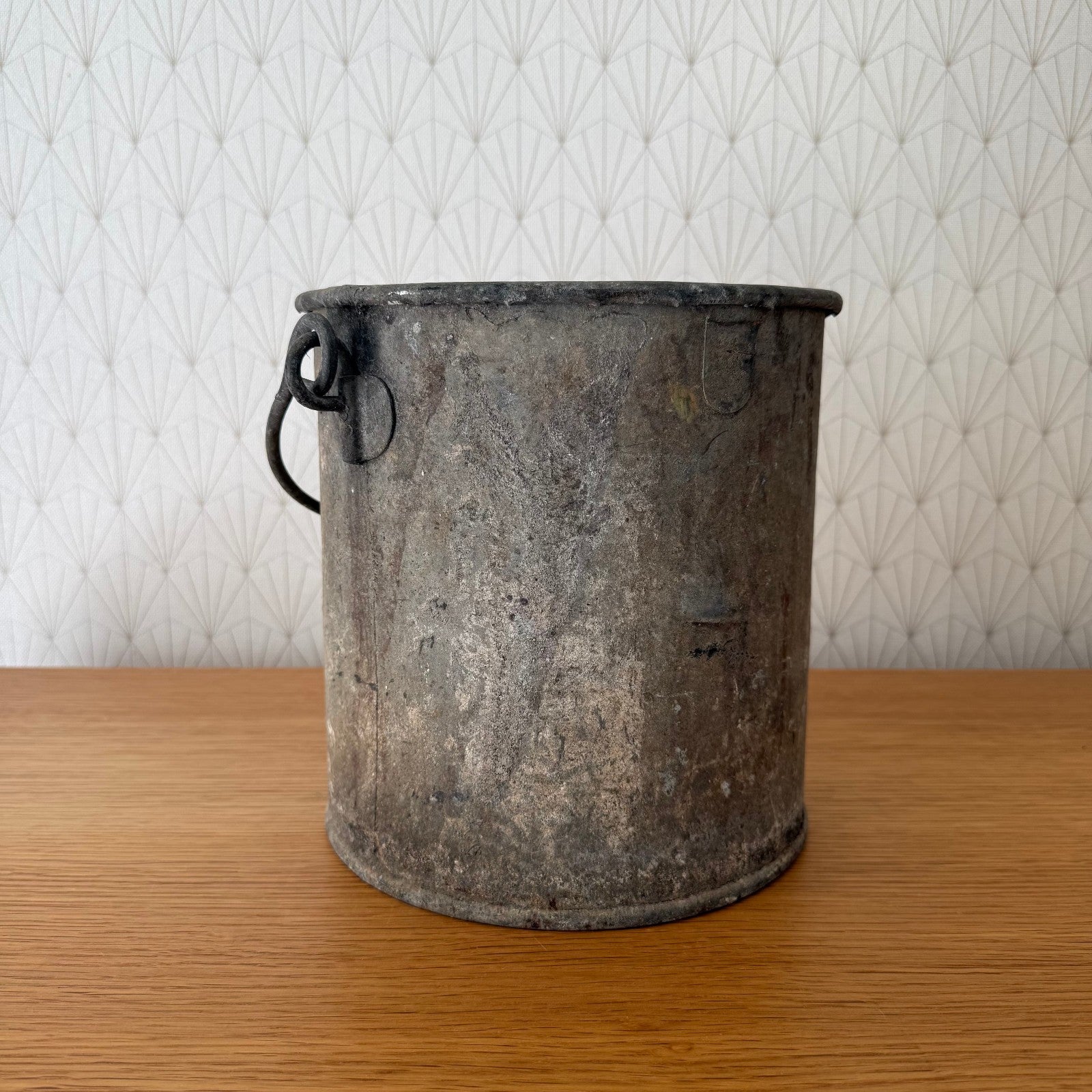 Vintage French Paint Pot Industrial Metal Bucket Decorator 1310253 Fleamarketfrance