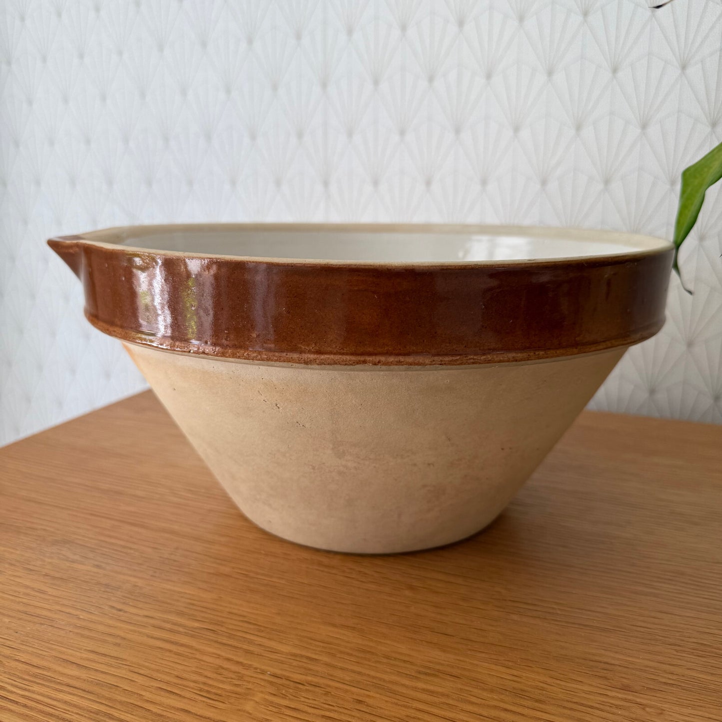 VINTAGE FRENCH GLAZED STONEWARE DIGOIN MIXING BOWL TERRINE TIAN 12 1/4" 1906254