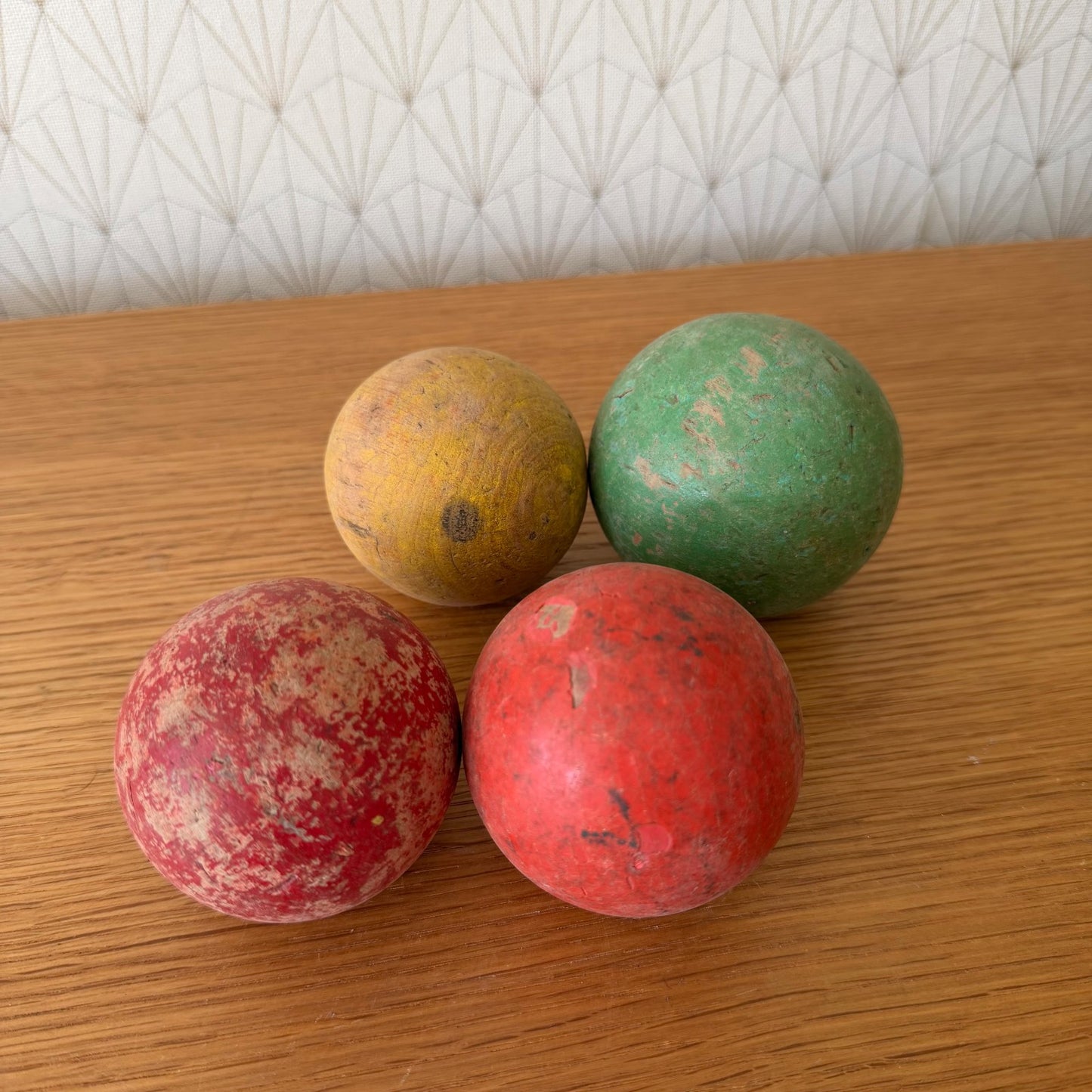 Vintage Wooden Balls Colorful French Mid Century Decorative Set 4pc 1812254 Unbranded