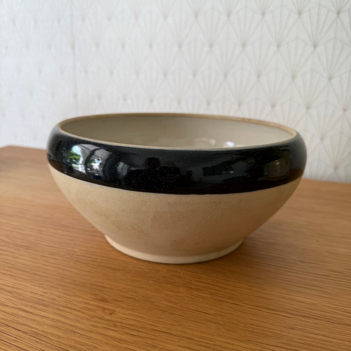 VINTAGE FRENCH STONEWARE SALAD MIXING BOWL TERRINE DIGOIN 8 1/2" 30072510