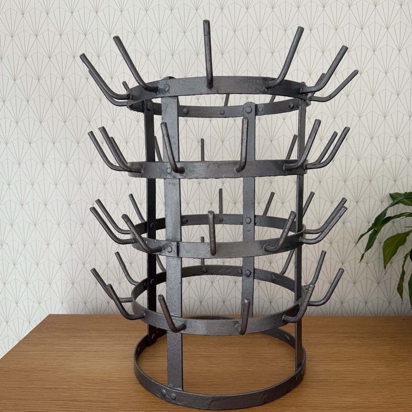 French Wine Bottle Drying Rack Wrought Iron Antique 1900s Vintage 0301257 Fleamarketfrance