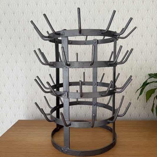 French Wine Bottle Drying Rack Wrought Iron Antique 1900s Vintage 0301257 Fleamarketfrance