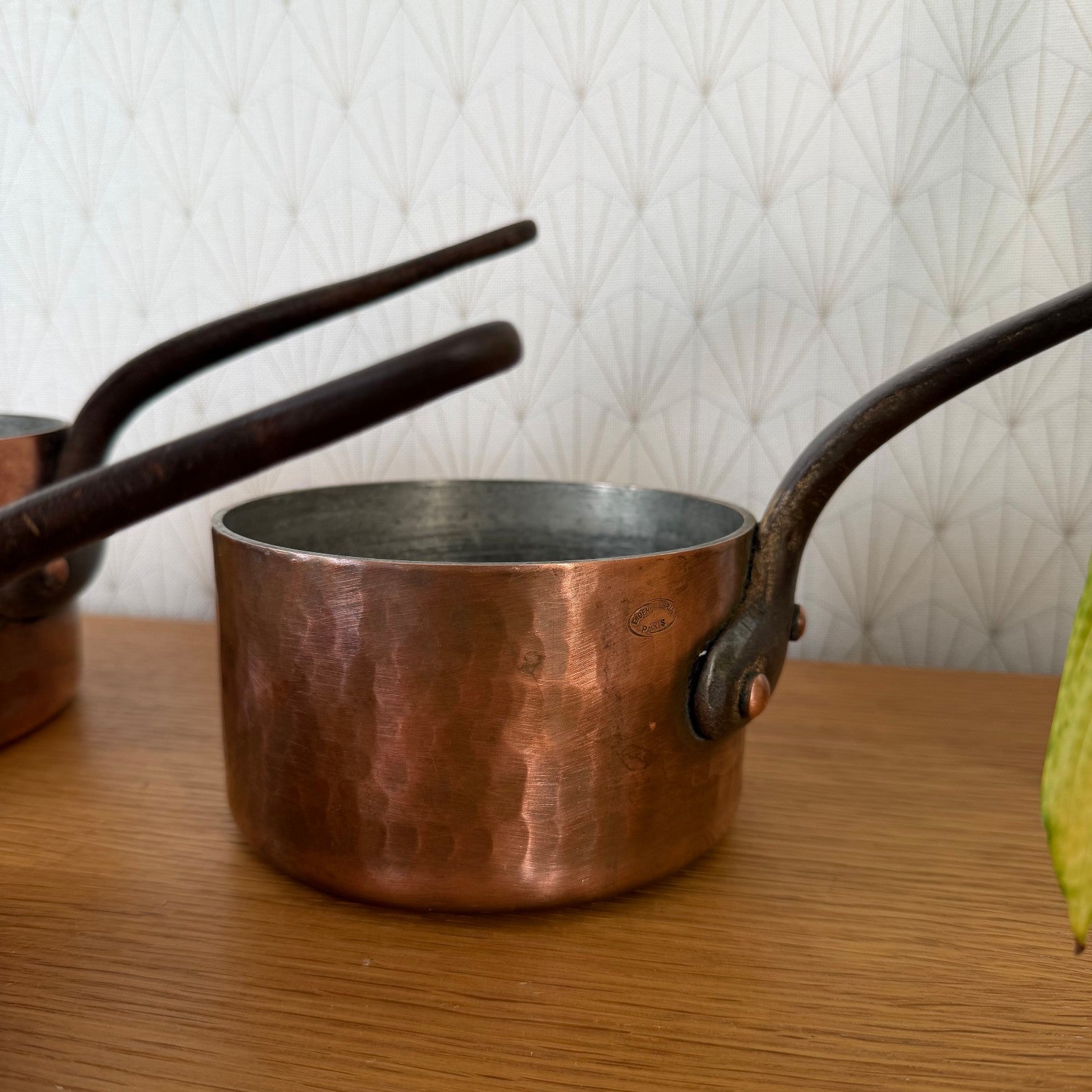 French Copper Pan Set Dehillerin Paris Tin Lined Hammered 2905262 DEHILLERIN