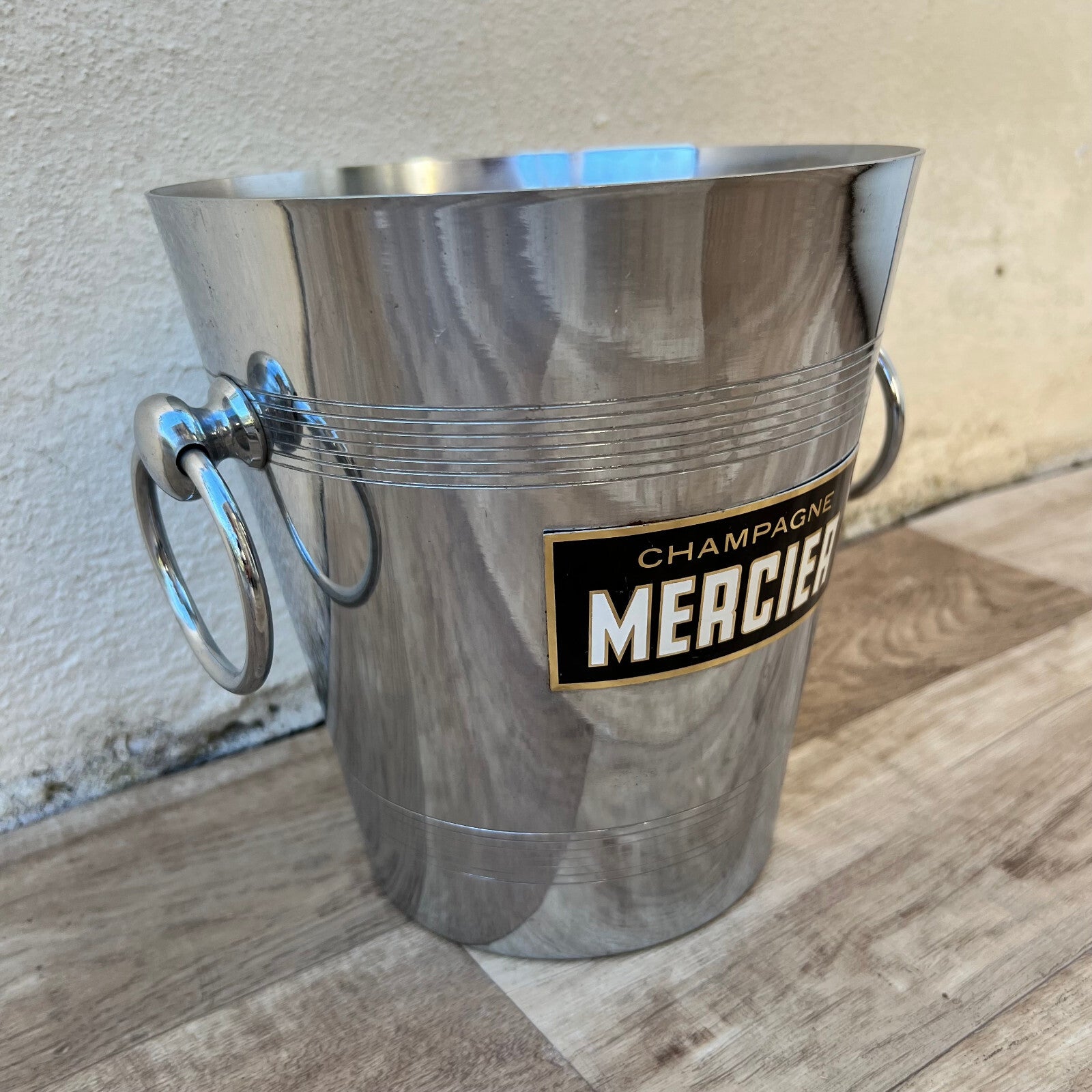 Vintage French Champagne Bucket MERCIER Chrome Ice Cooler 1970s 20072220 Unbranded
