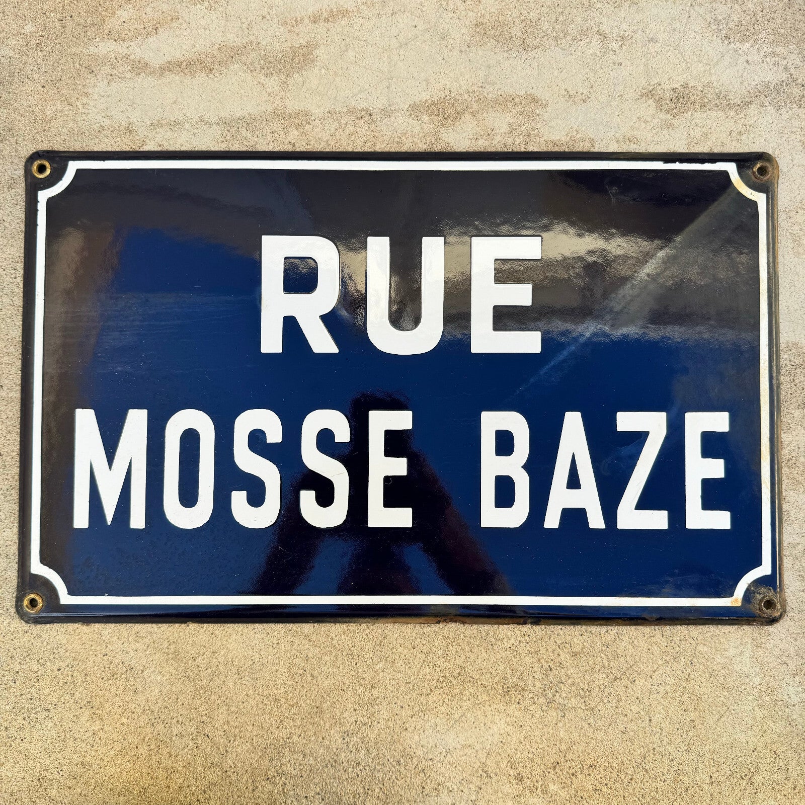 Vintage French Street Sign Rue Mosse Baze Blue Enamel Plaque 13042430 Fleamarketfrance