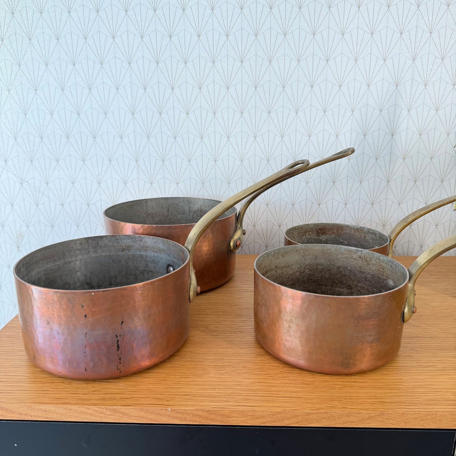 Vintage French Copper Pan Set Dehillerin Paris Tin Lined 4 Pans 2905263 DEHILLERIN