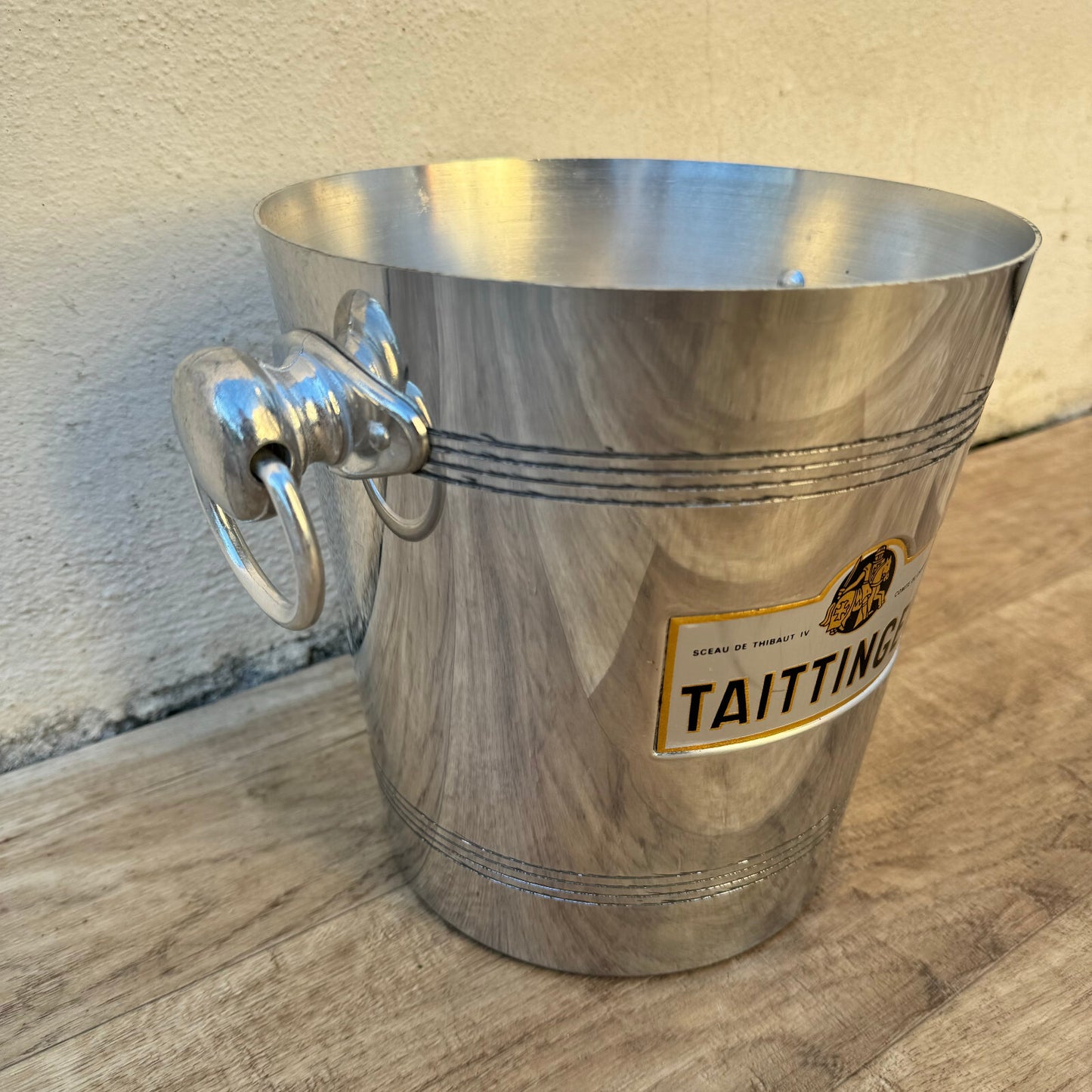 Vintage French Taittinger Champagne Bucket Stainless Steel Ice Cooler 0408252 MA&DE