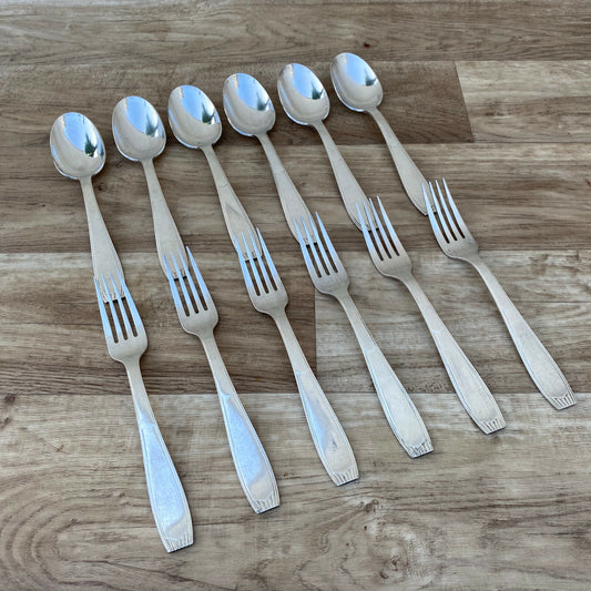 French Silver Plate Flatware Set 6 Forks Spoons Alfenide 1900s 26042012 Alfénide