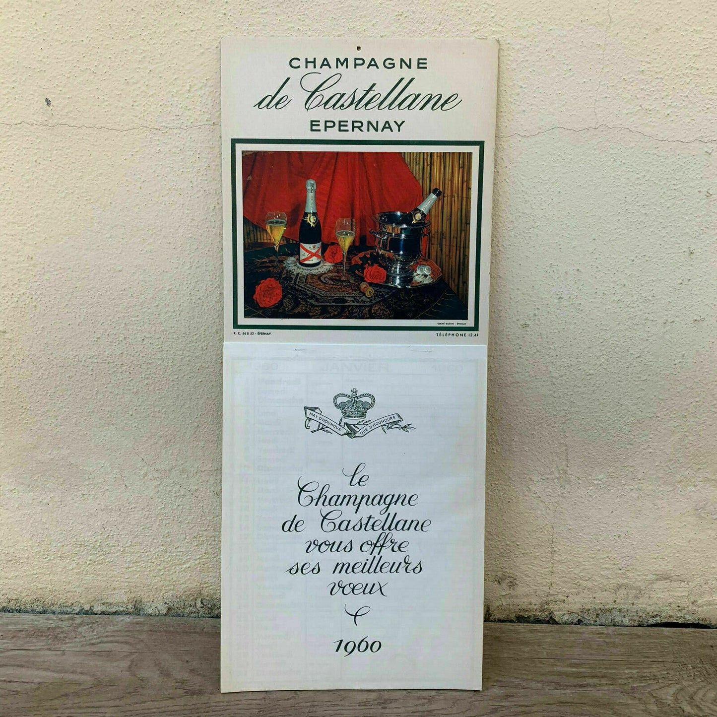 1960 AD OLD CHAMPAGNE FRENCH CALENDAR DE CASTELLANE 25061912 - Fleamarketfrance