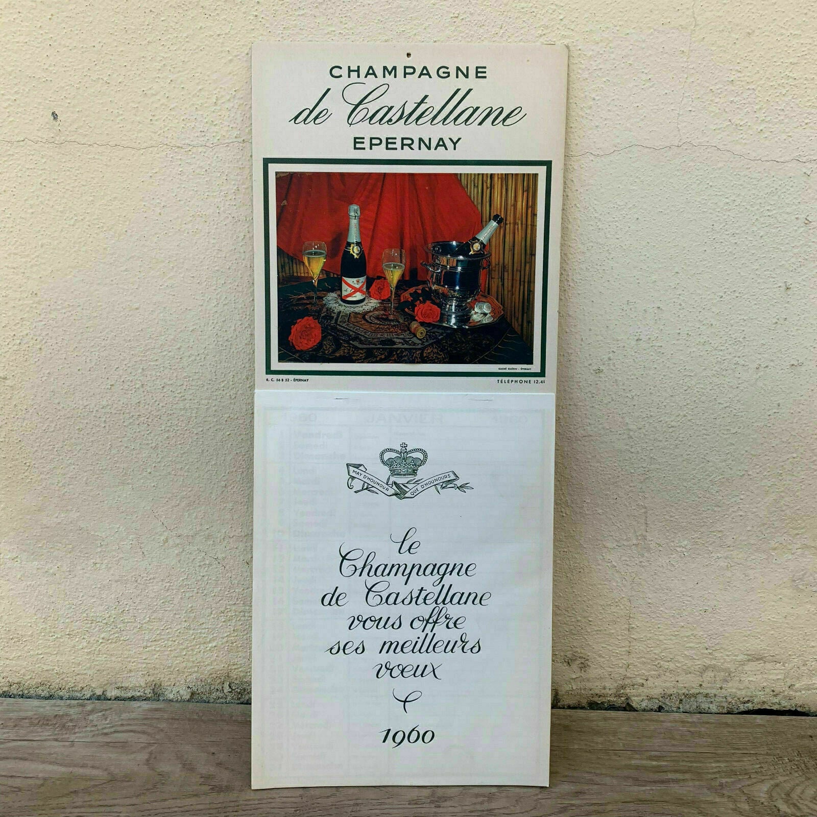 1960 AD OLD CHAMPAGNE FRENCH CALENDAR DE CASTELLANE 25061912 - Fleamarketfrance