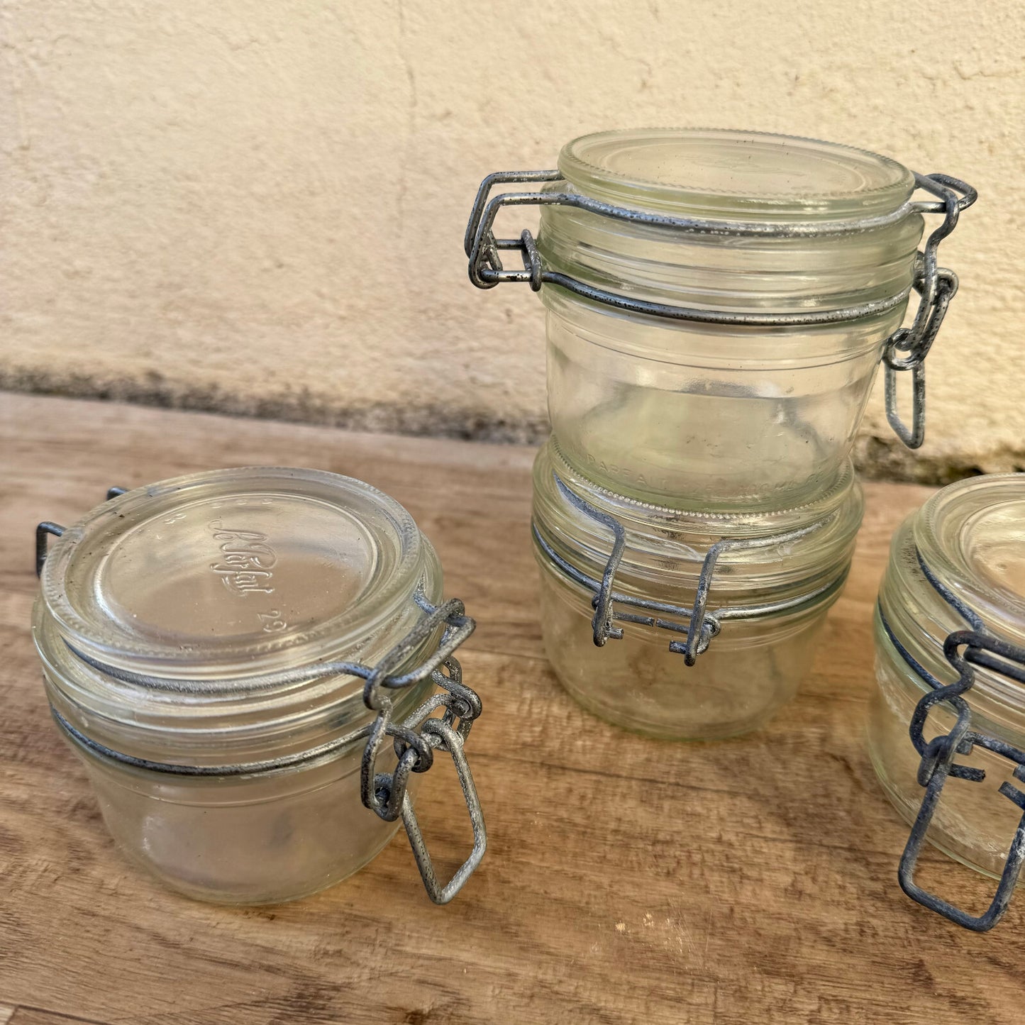 4 Vintage Le Parfait Glass Preserving Jars French Canning 200ml 09112316 Le Parfait