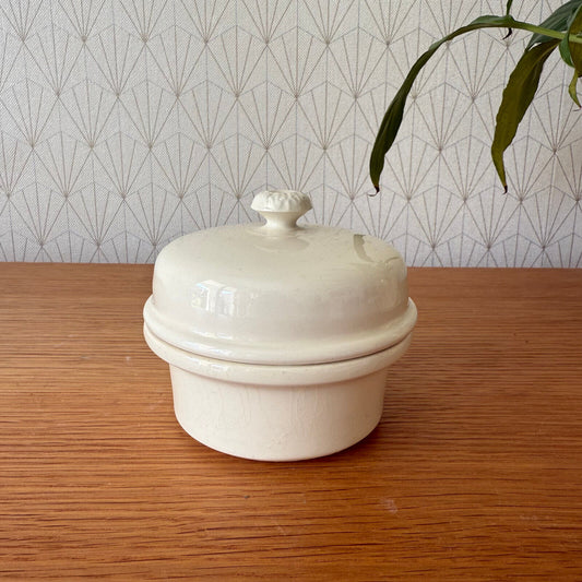 Vintage WHITE FRENCH SARREGUEMINNES foie gras TERRINE 11012516 - Fleamarketfrance