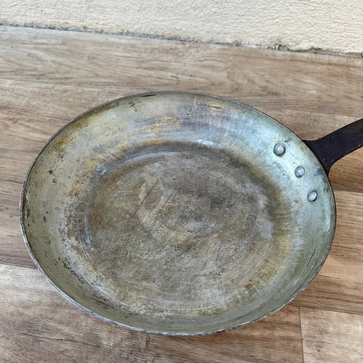 Vintage French Copper Pan Tin Lined Frying Skillet Made in France 0703236 Unbranded