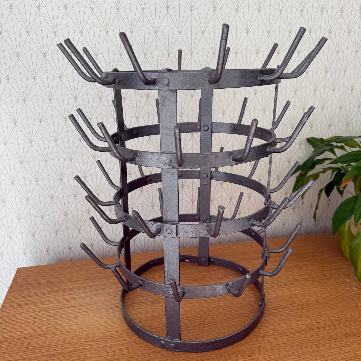 French Wine Bottle Drying Rack Wrought Iron Antique 1900s Vintage 0301257 Fleamarketfrance