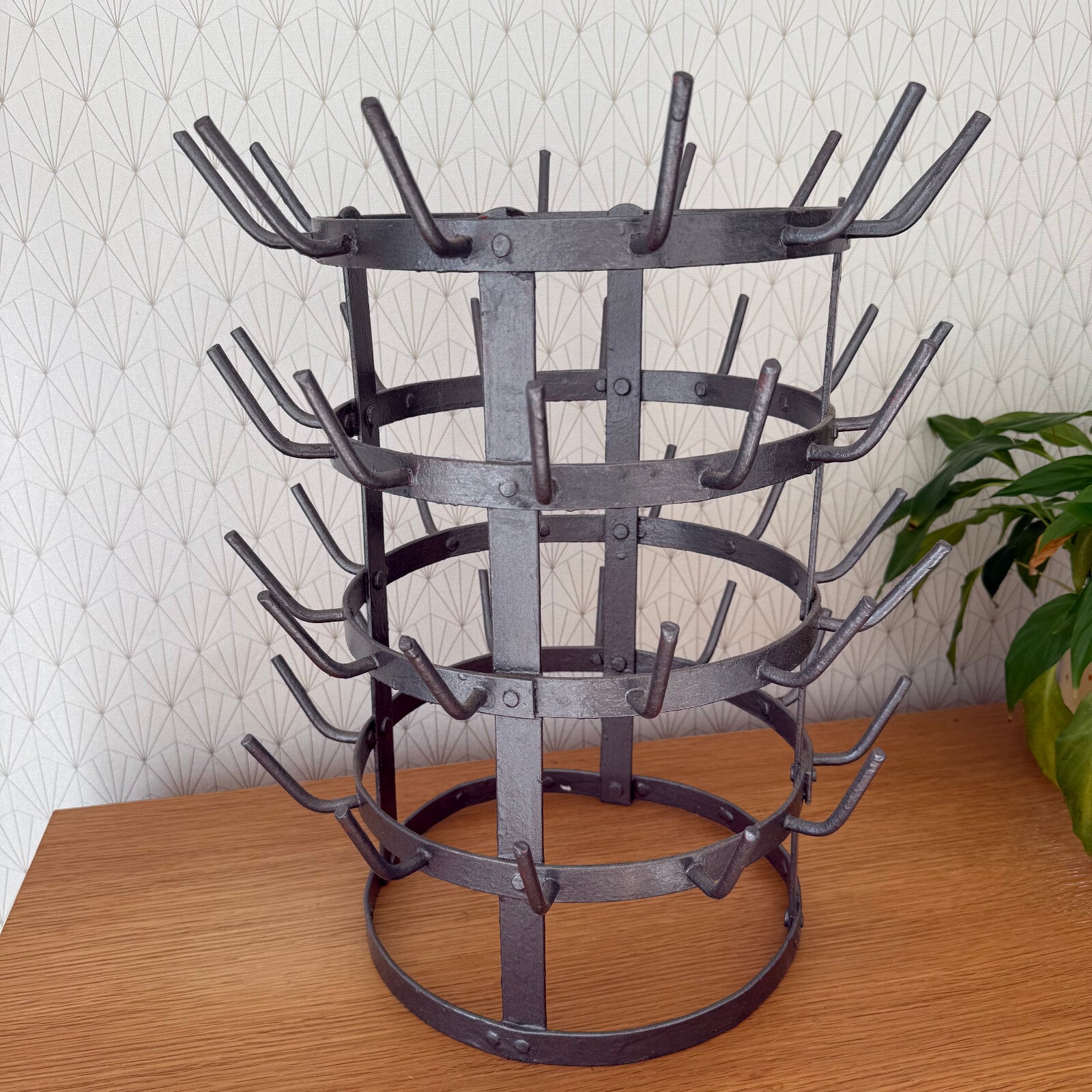 French Wine Bottle Drying Rack Wrought Iron Antique 1900s Vintage 0301257 Fleamarketfrance