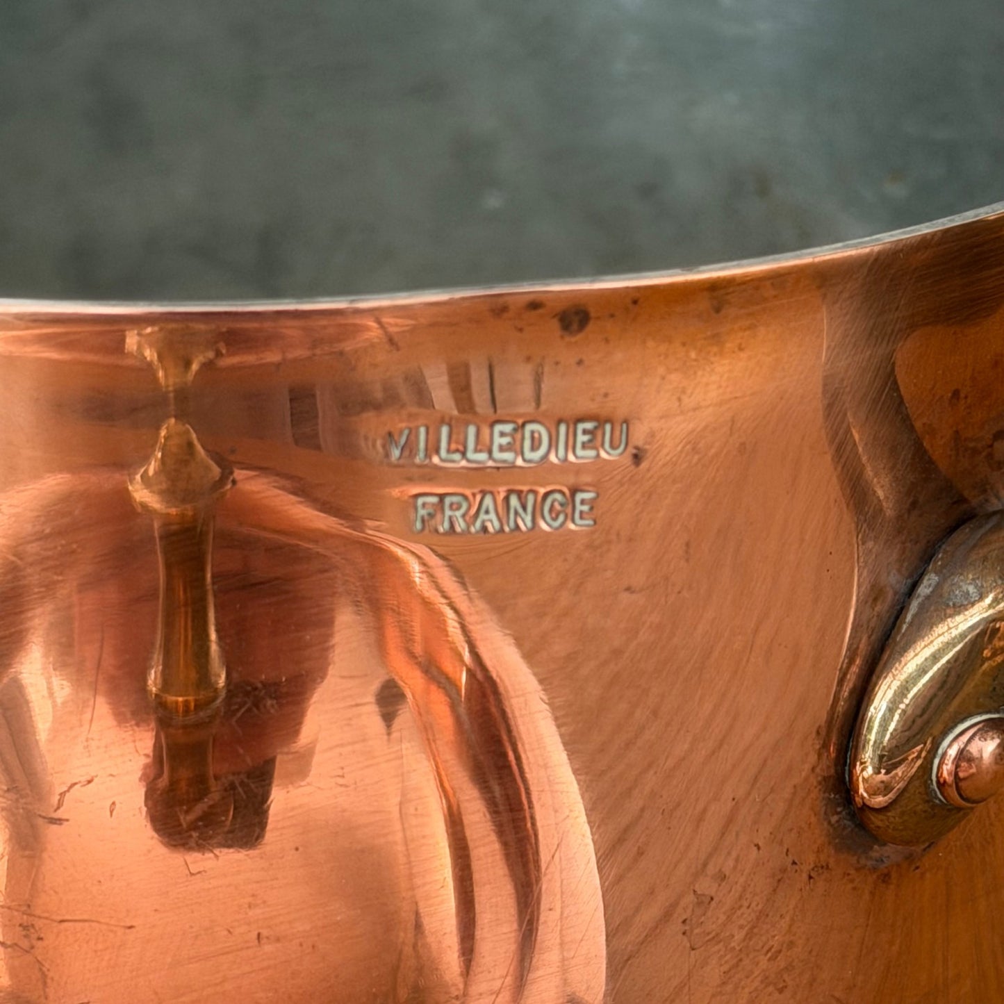 Set of 2 Made in France French stock pots Copper Cookware  Villedieu 0910253