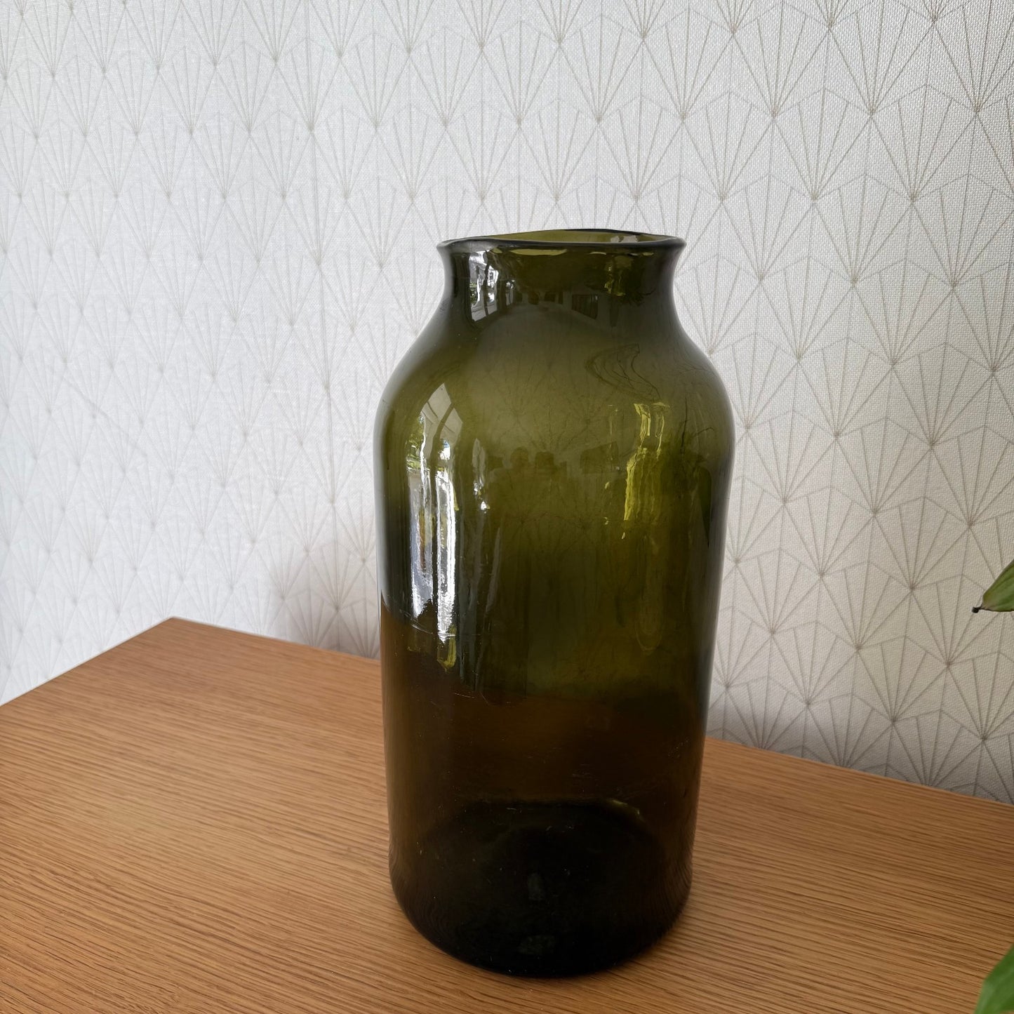 Antique French Hand Blown Green Glass Pickling Truffle Bocal Jar 12 1/4"08092512