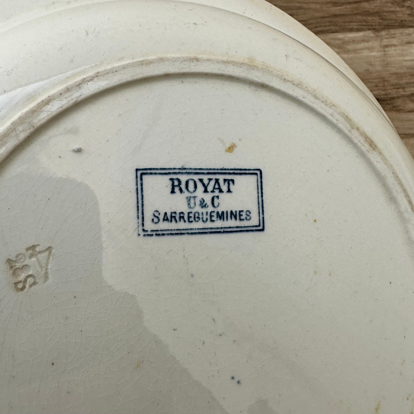 Antique French Faience Bowl Blue White Sarreguemines Royat 27cm 1209248 Fleamarketfrance