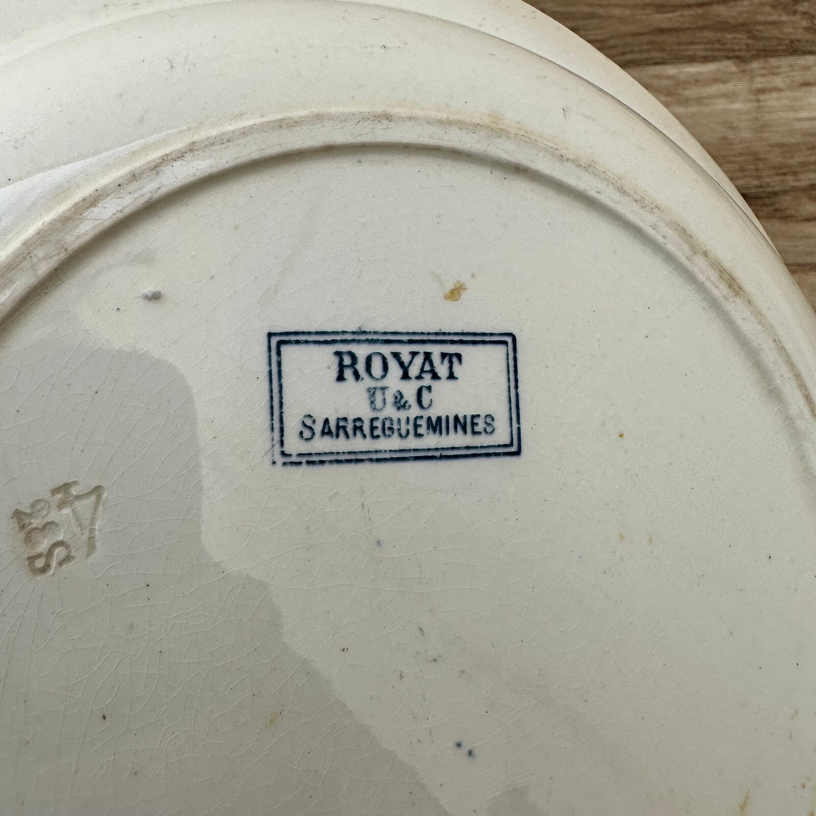 Antique French Faience Bowl Blue White Sarreguemines Royat 27cm 1209248 Fleamarketfrance