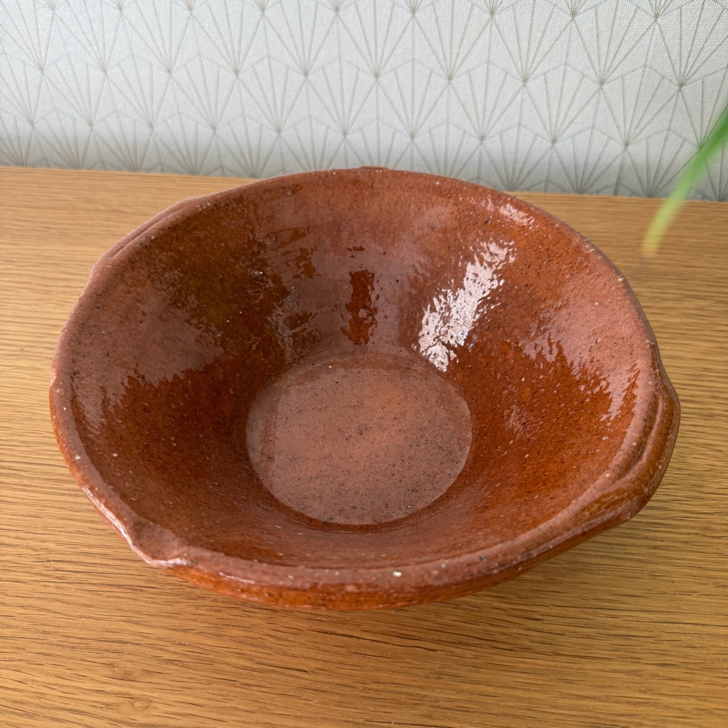 VINTAGE FRENCH GLAZED TERRACOTTA SALAD MIXING BOWL TERRINE TIAN 04062511