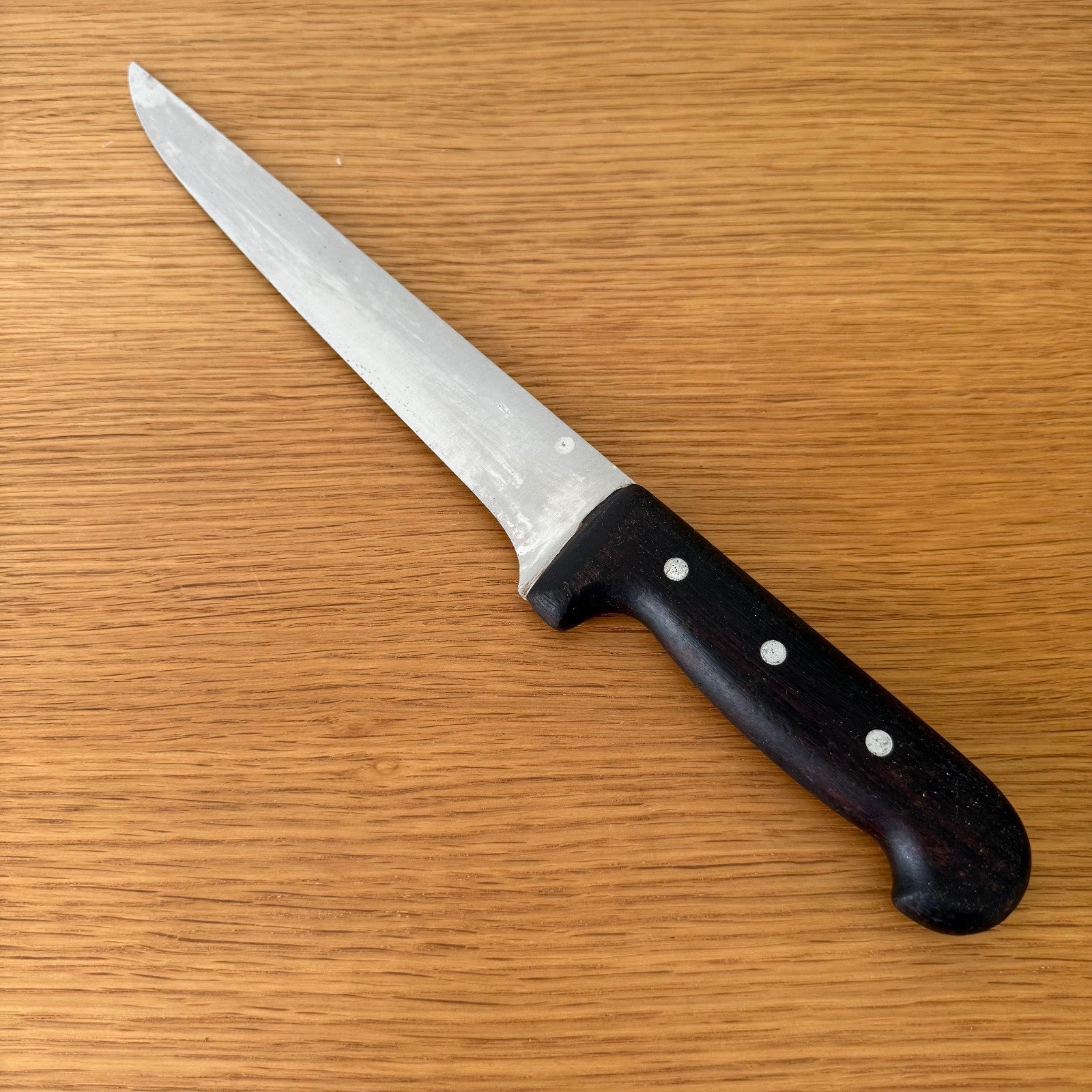 French Carbon Steel Butcher Knife Vintage Kitchen Black Handle 3007256 Unbranded