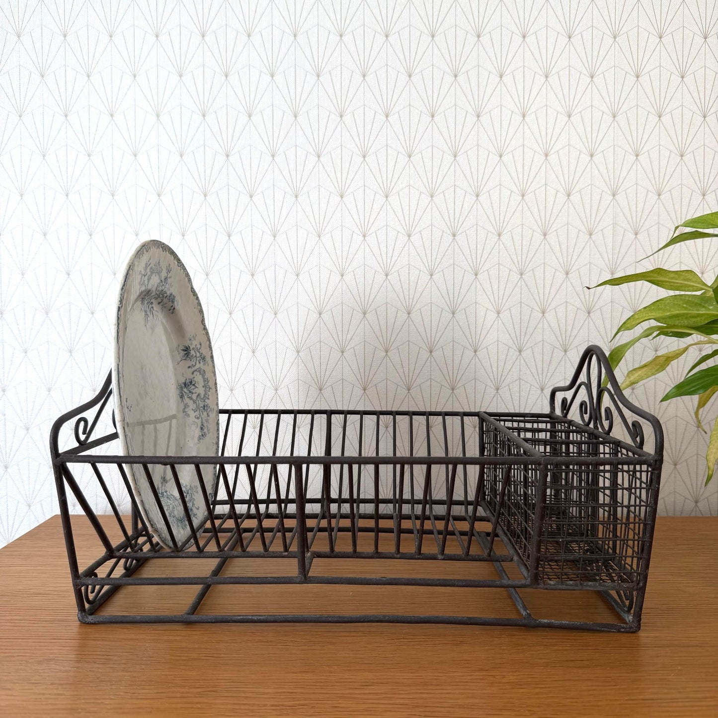 Vintage French Black Wrought Iron Dish Drying Rack Kitchen Farmhouse 10062616 Unbranded