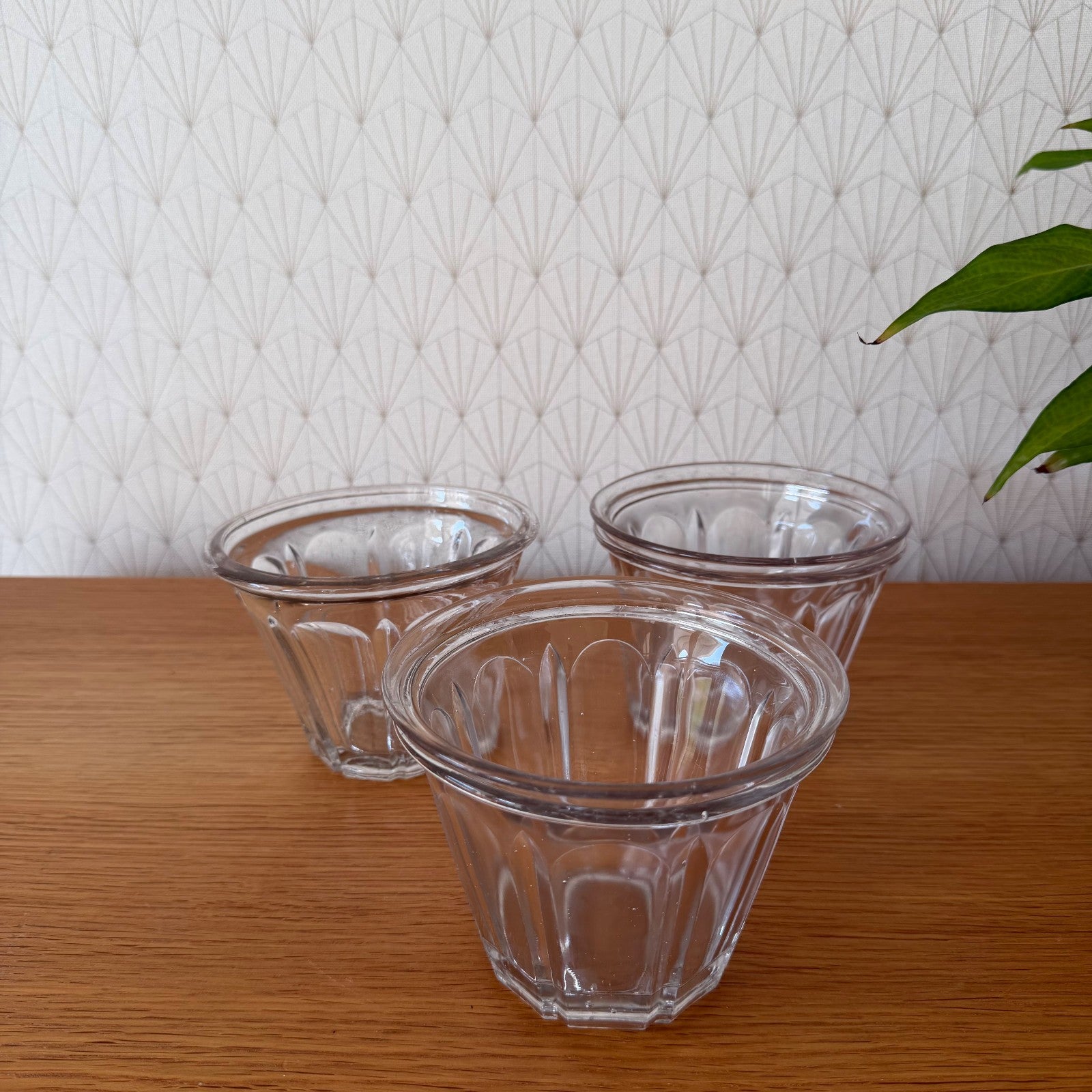 3 Large Vintage French Glass Jam Jelly Jar Pot Faceted Preserving Glass 1812253 Fleamarketfrance : French vintage and antique decor