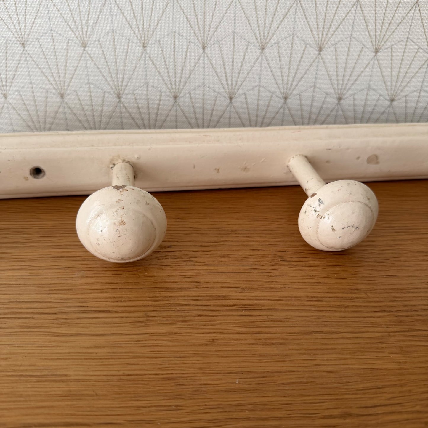 French Vintage Wood Wall Coat Rack 5 Pegs Hat Hook Hanger 16062618