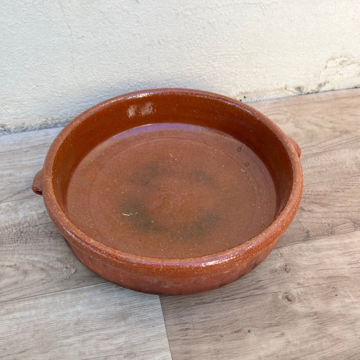 French 10” pottery Brown Fruit bowl Provence Vintage Tian Glazed 06102416 - Fleamarketfrance