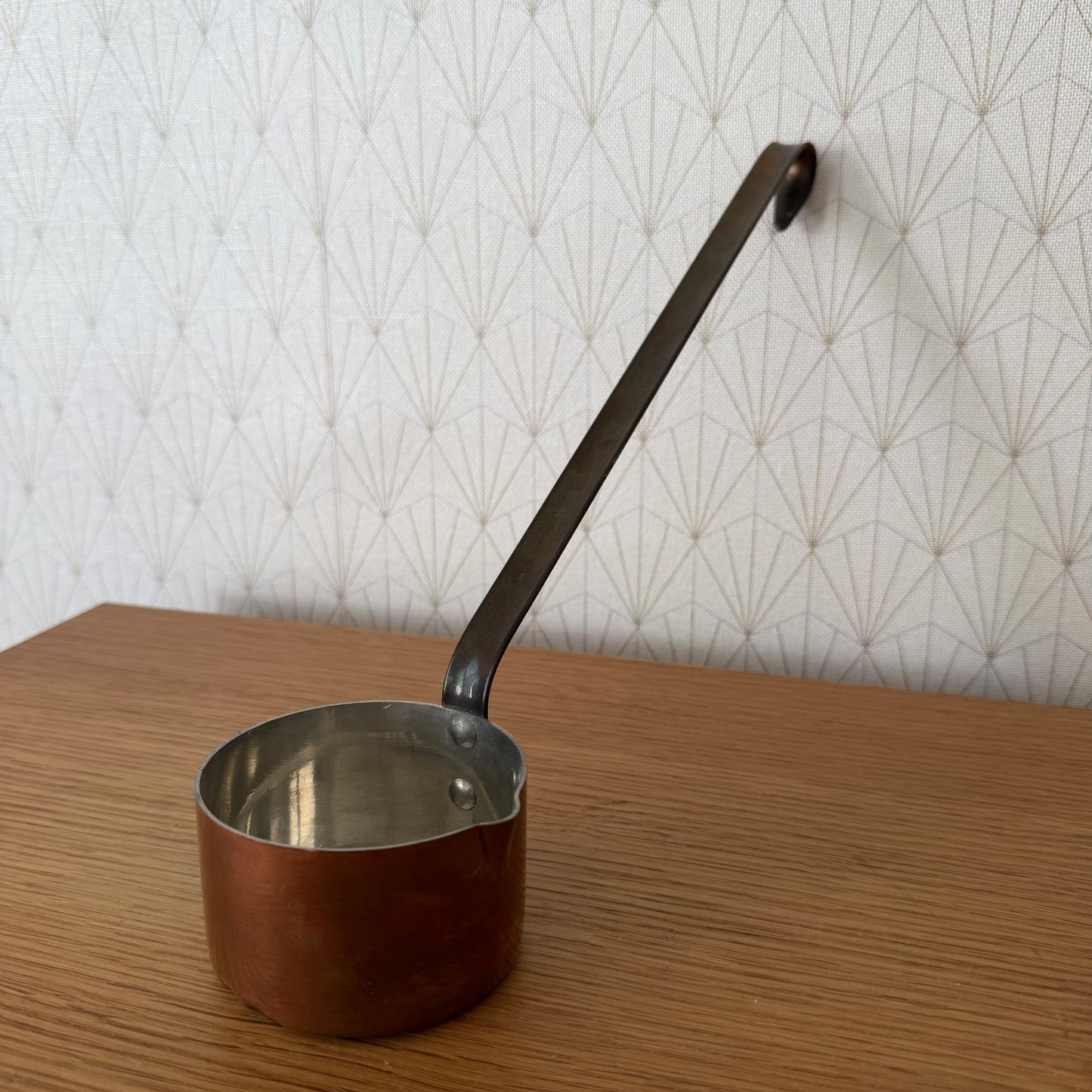 Vintage French Copper Saucepan Tin Lined Iron Handle 1606265 Unbranded