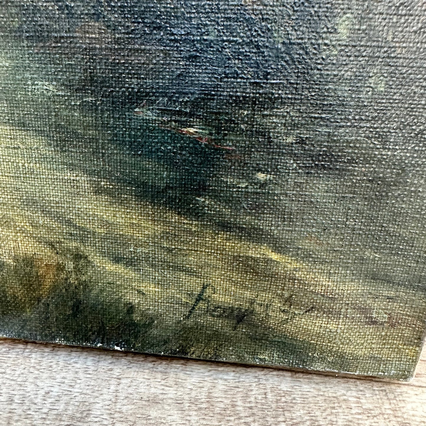 Antique French Landscape Painting Signed Oil Forest Mountain Scene 11082318 Fleamarketfrance