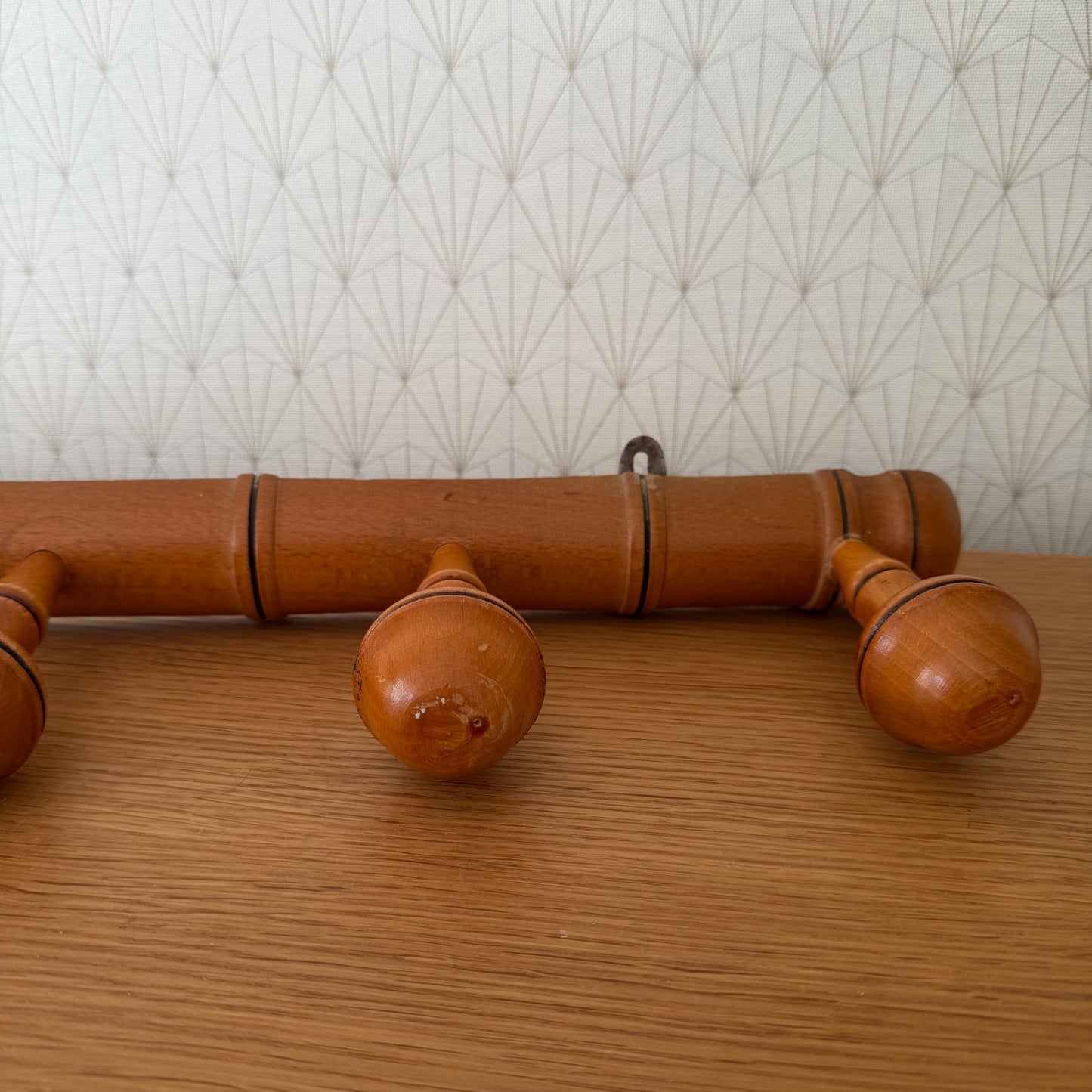 French Faux Bamboo Coat Rack 5 Peg Wall Hanger Vintage 1930s 2101262 Unbranded