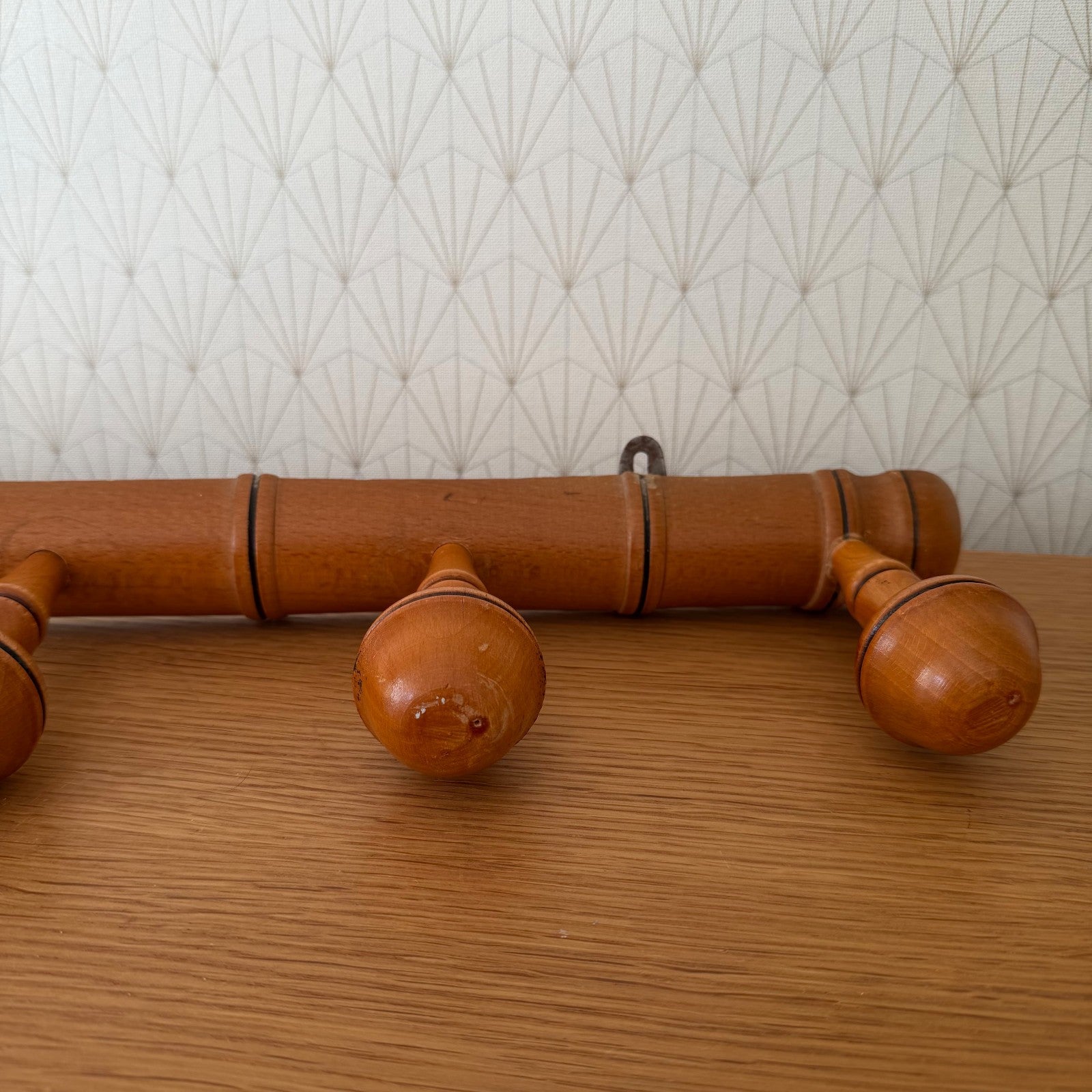 French Faux Bamboo Coat Rack 5 Peg Wall Hanger Vintage 1930s 2101262 Unbranded