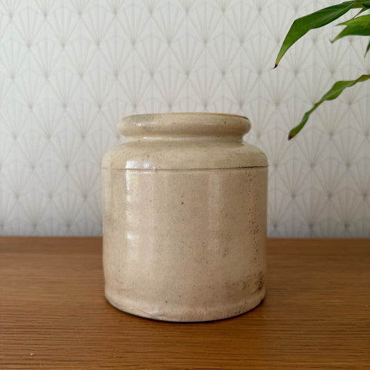 Antique French Stoneware Jar Mustard Pot Beige Kitchen Crock 1801265 Unmarked