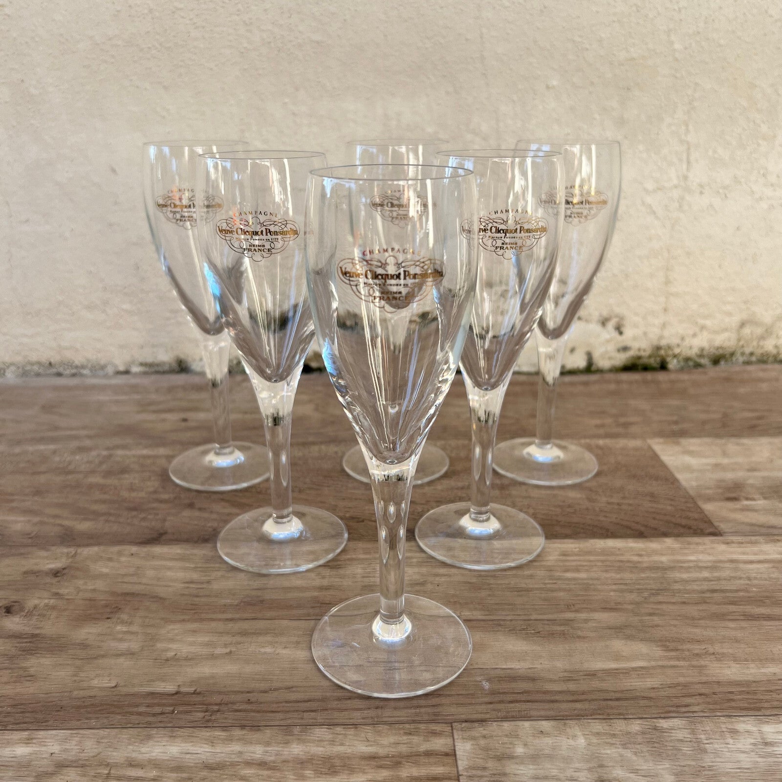 Set 6 Veuve Clicquot Crystal Champagne Flutes French Vintage 2301232 Veuve Clicquot