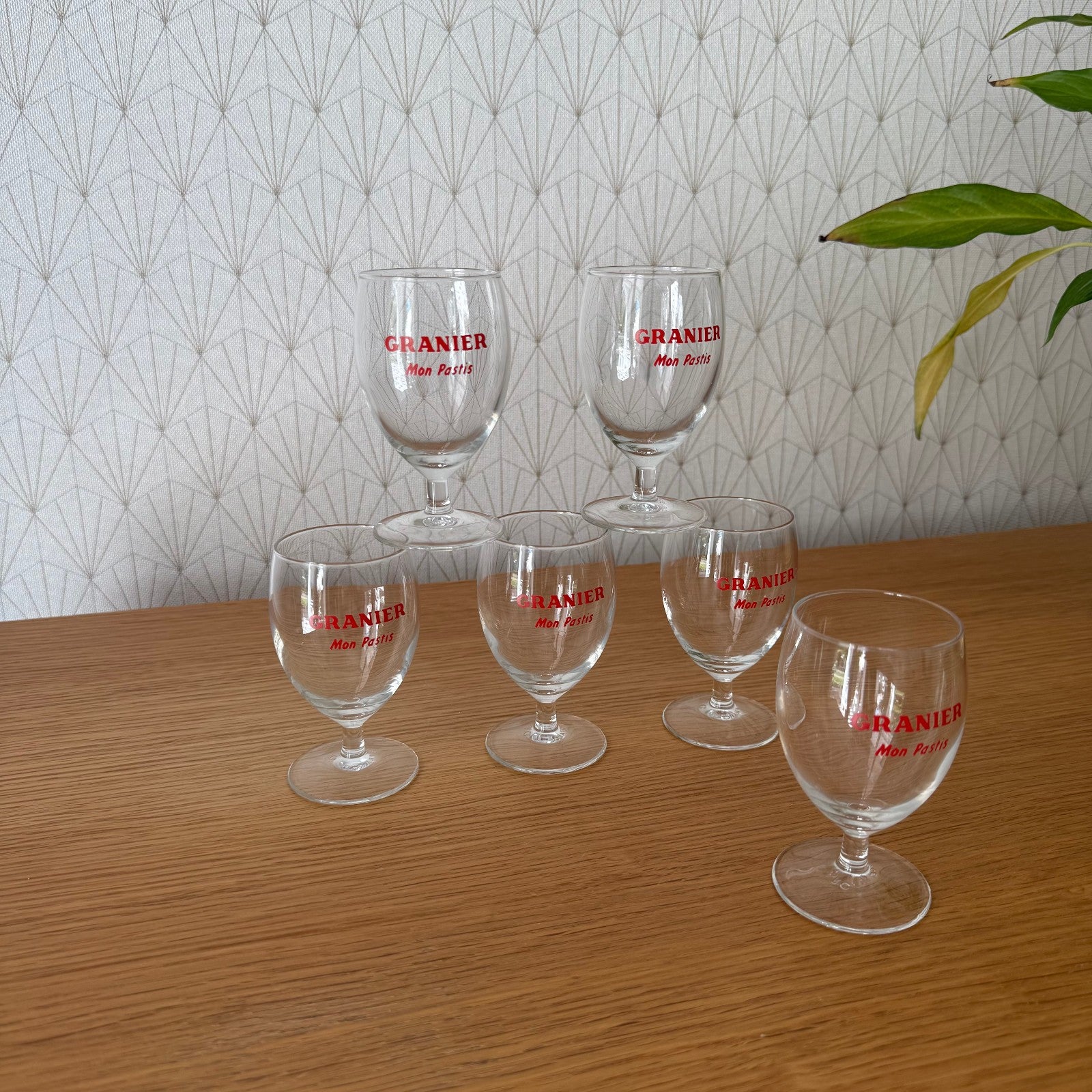 Vintage French Pastis Glasses Granier Mon Pastis Set of 6 Stemware 0309254 Granier