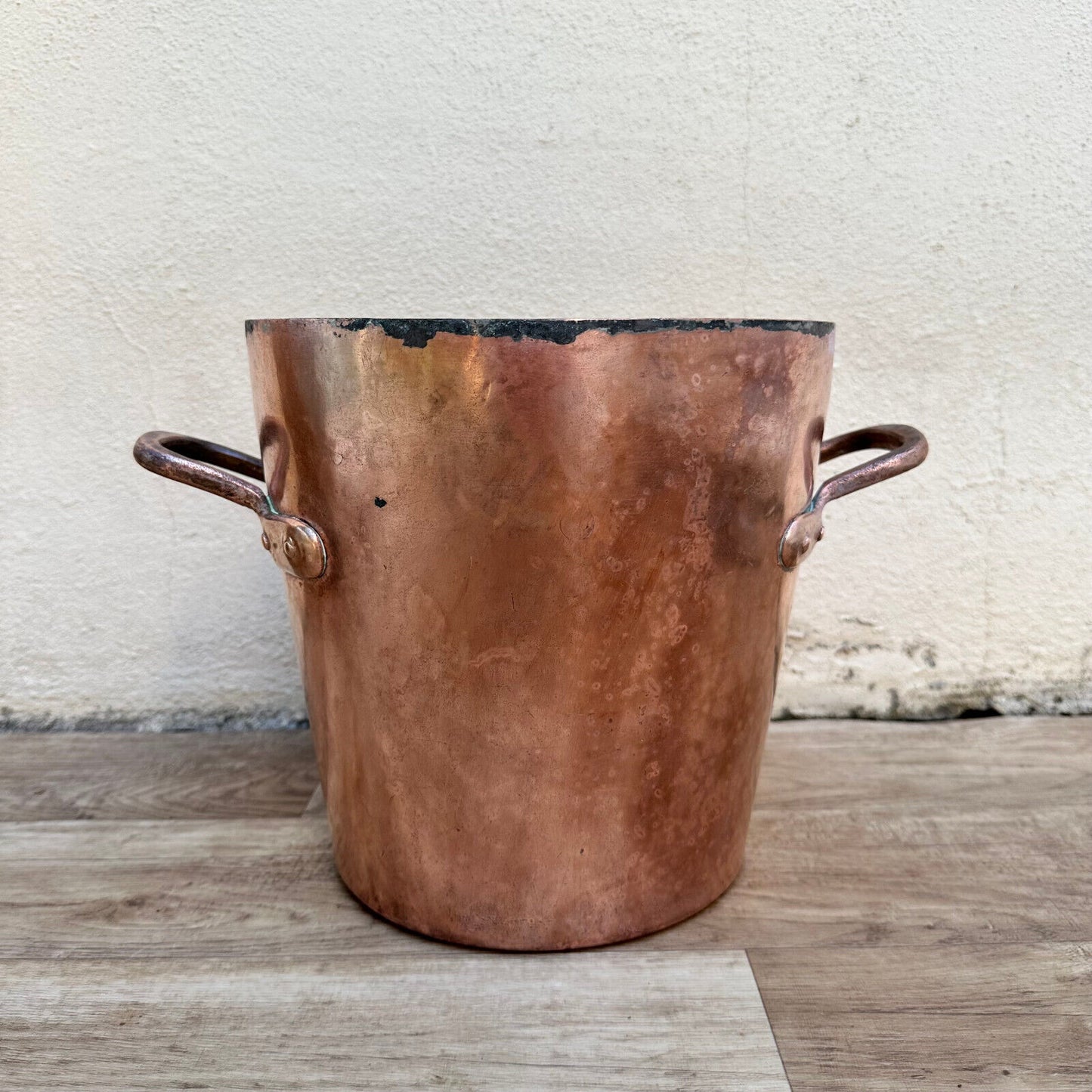 Antique French Farmhouse Copper Bucket Dovetailed 26082315 - Fleamarketfrance