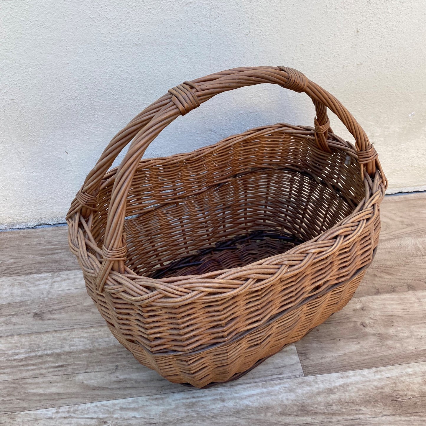 French Wicker Market Basket Vintage Large Rattan Handle 0407263 Fleamarketfrance