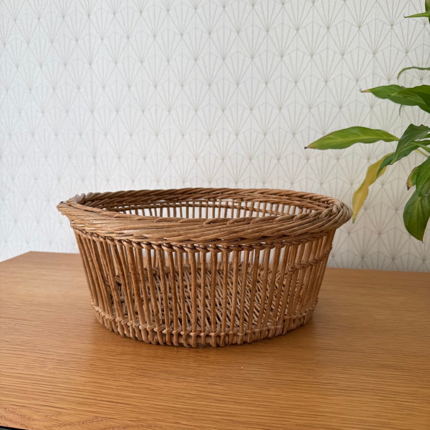 Basket Wicker Rattan Laundry Fruits House vintage french round cute 0409251 Fleamarketfrance