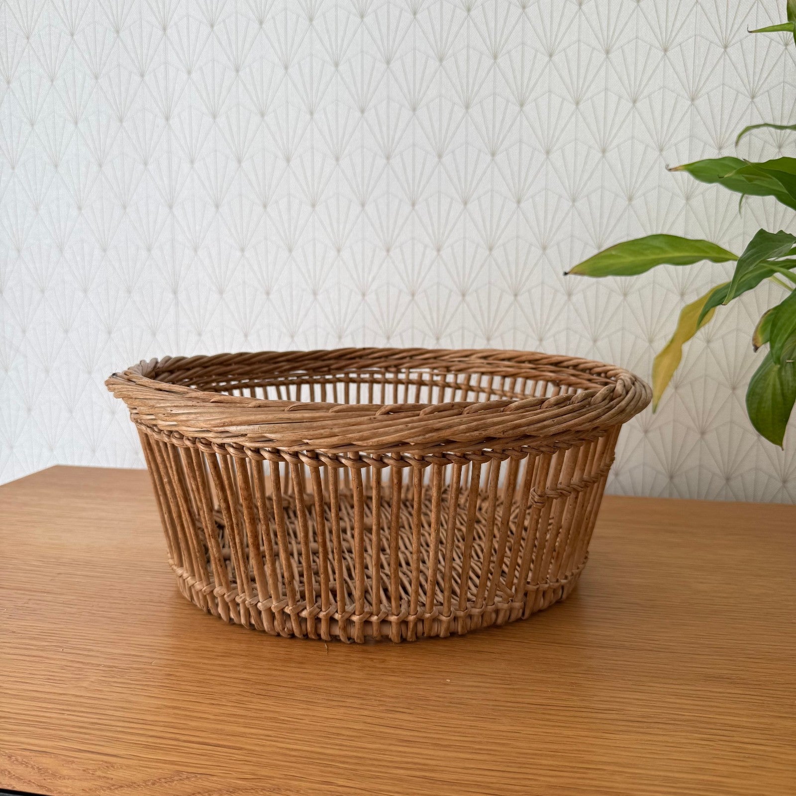 Basket Wicker Rattan Laundry Fruits House vintage french round cute 0409251 Fleamarketfrance