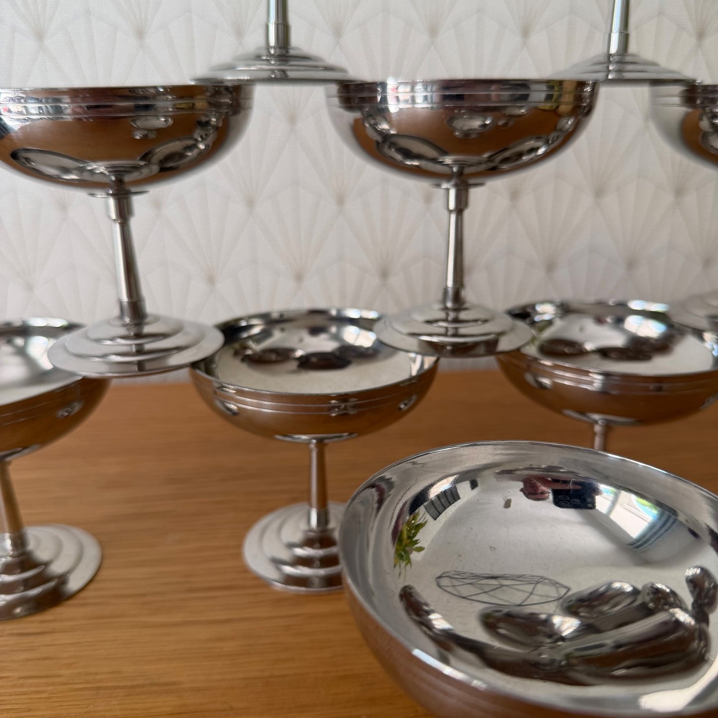 Vintage French Stainless Steel Champagne Coupes Set of 12 Letang Remi 2805262 Stainless