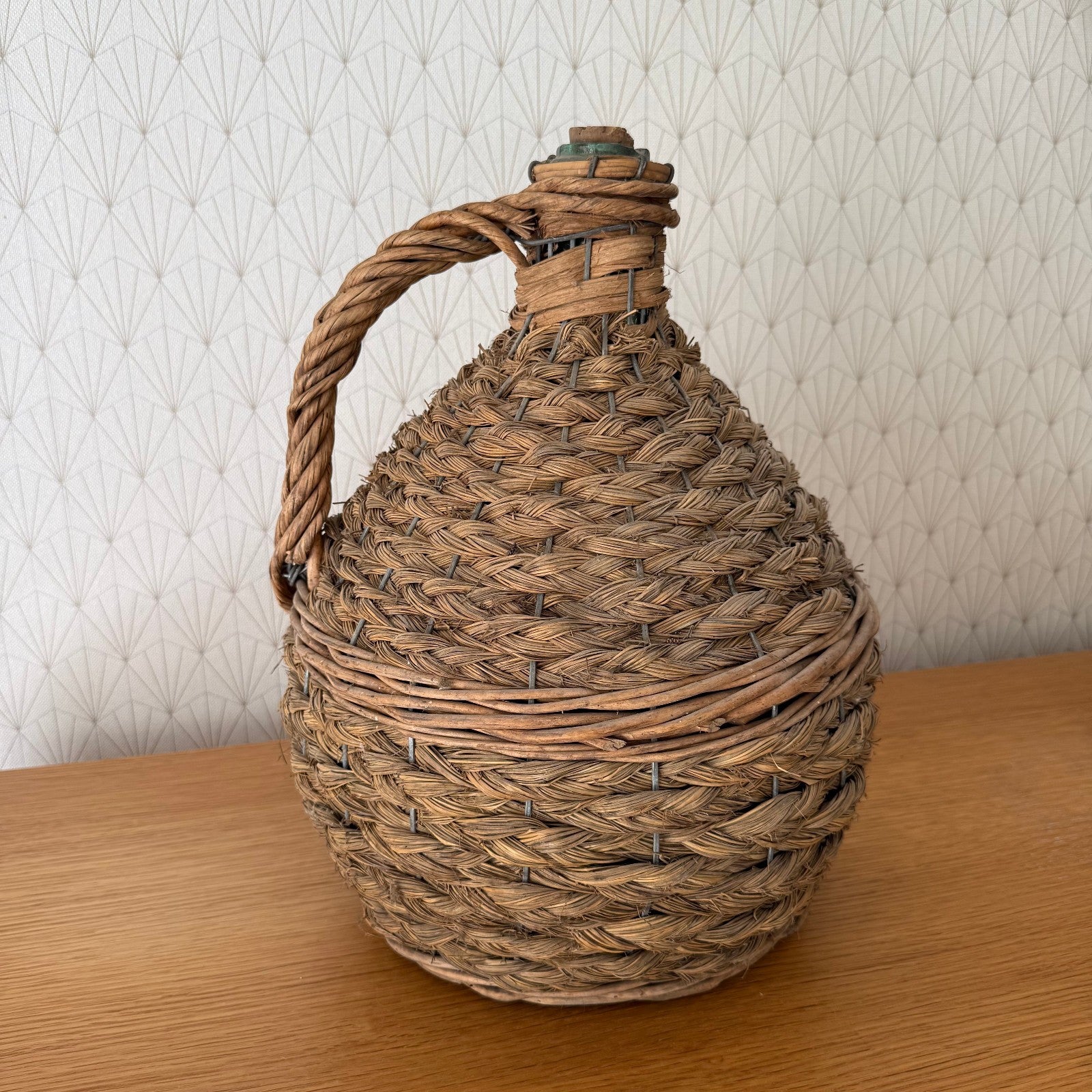 Vintage French Dame Jeanne Wicker Wrapped Demijohn Wine Bottle 1310259 Fleamarketfrance : French vintage and antique decor