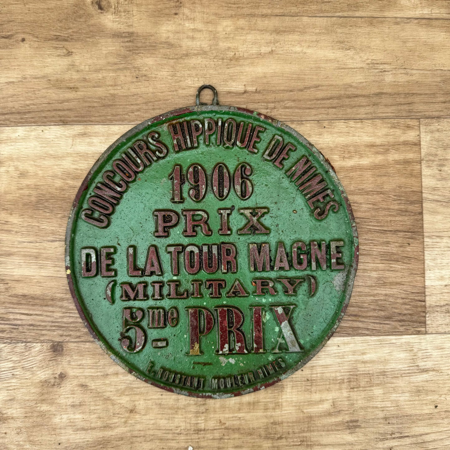 French Vintage Horse Trophy 1906 Cast Iron Award Plaque Nimes 0605248 Fleamarketfrance