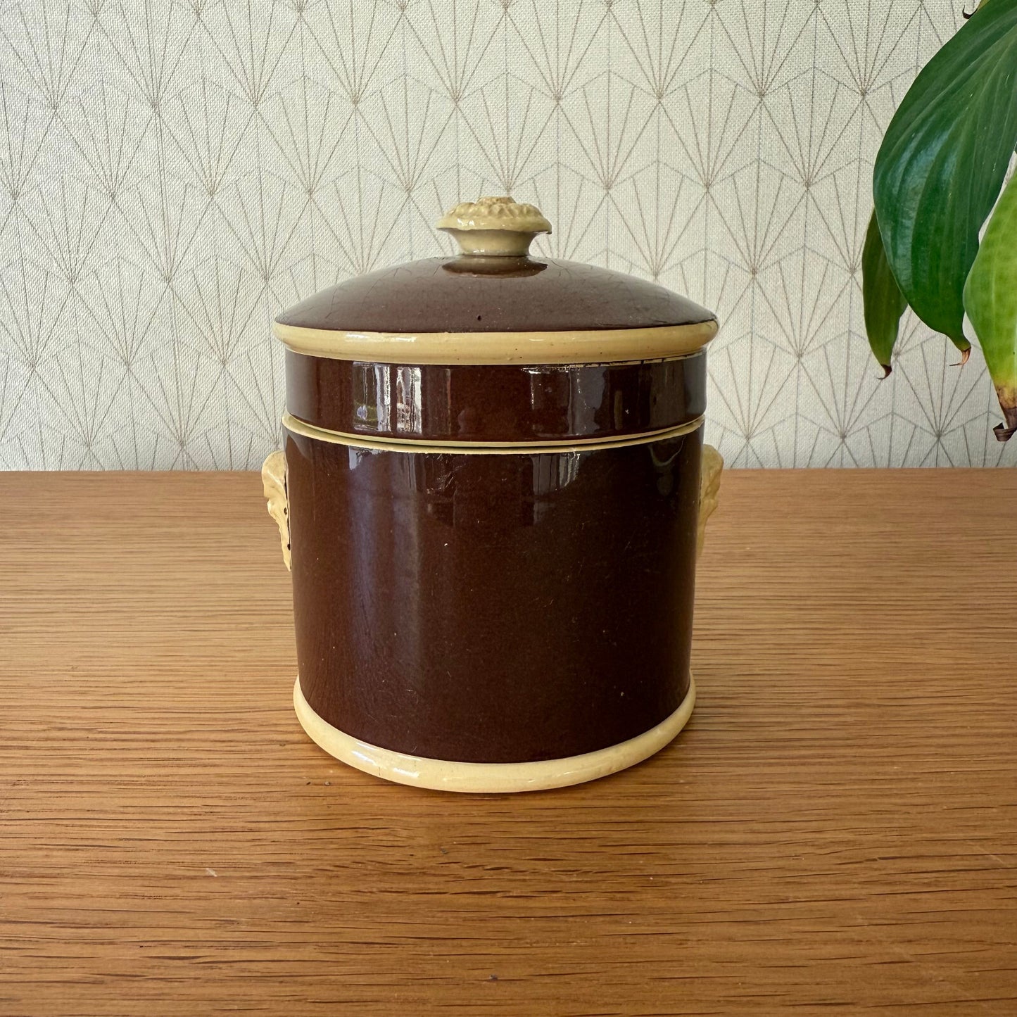 French Terrine Pot Sarreguemines Brown Glazed Foie Gras Dish 0112245 Unmarked