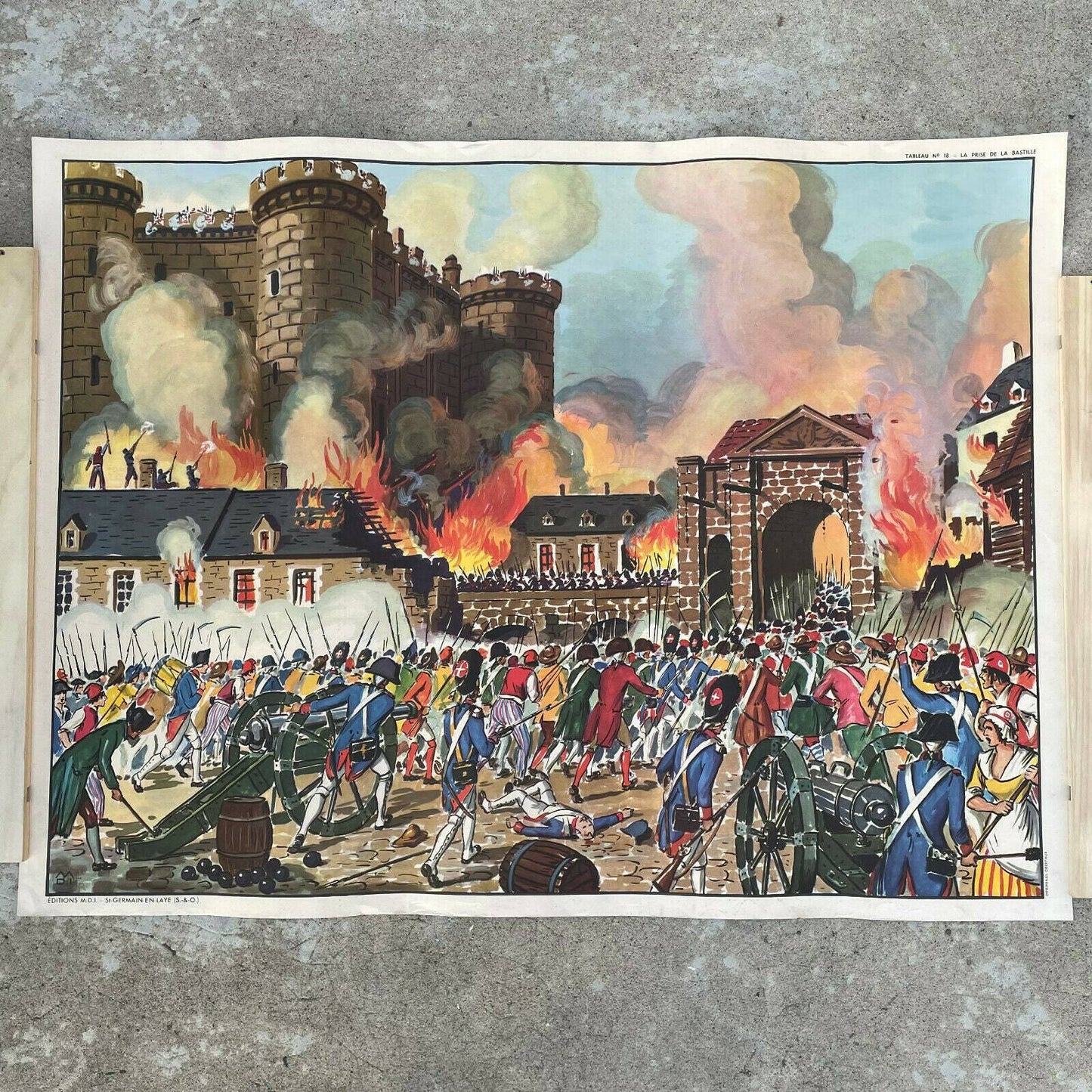 Vintage French History School Poster Two Sides Revolution 05112119 - Fleamarketfrance